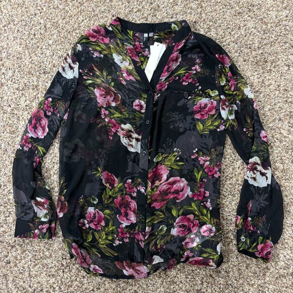 NWT: Kut from the Kloth Sheer Floral Button Down Blouse - Women's Size M - 1912 - Picture 1 of 3